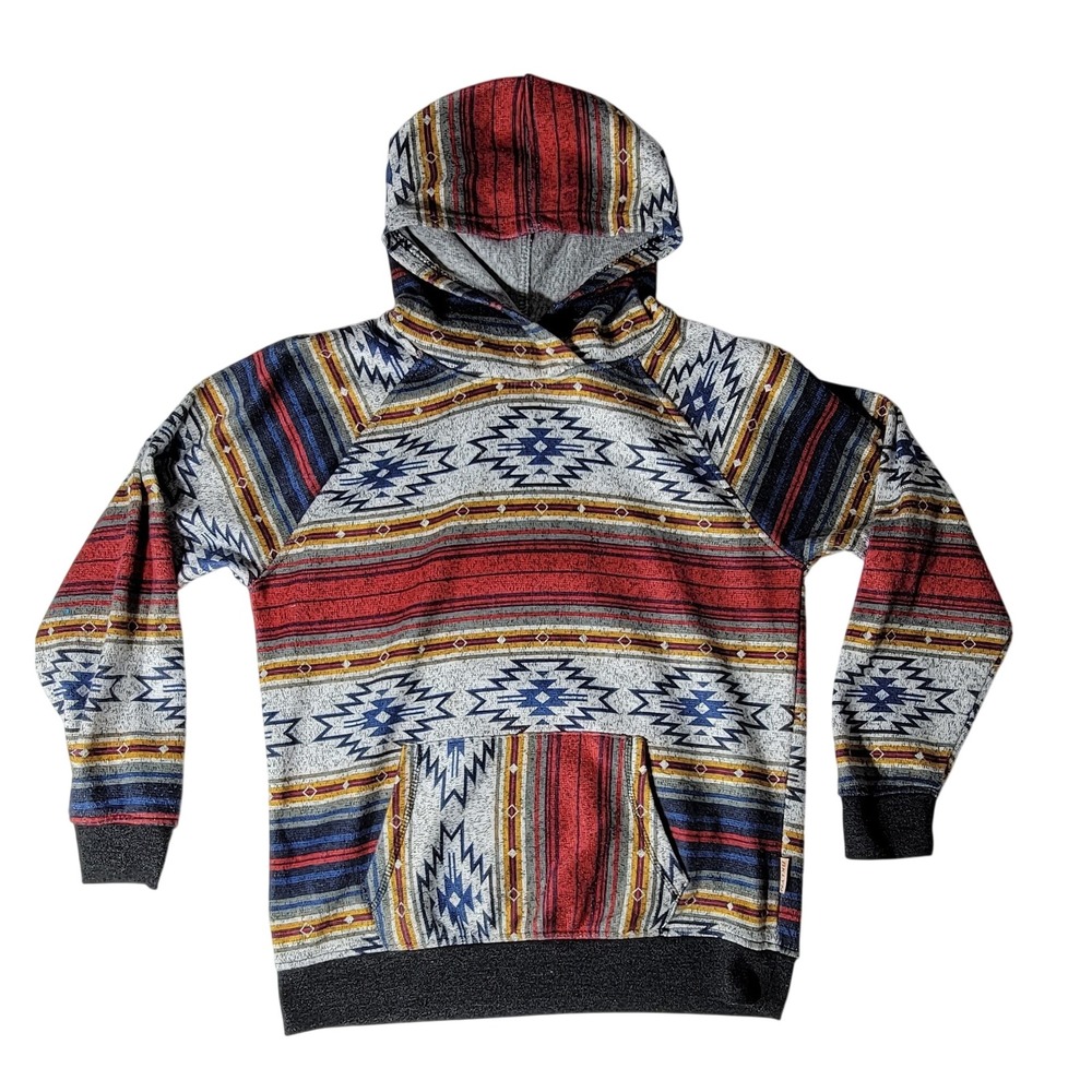 Brooklyn Cloth Mens XL Southwestern Geometric‎ Hoodie Multicolor Red Blue